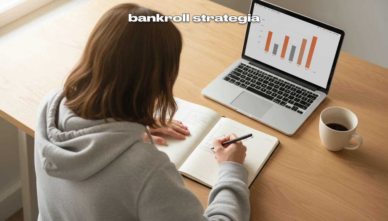 Persona analizando estadísticas de baloncesto en un cuaderno junto a un portátil con gráficos de rendimiento